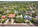 Street-level aerial view of the house showing its lush lawn, driveway, and proximity to nearby homes at 1433 Park N St, St Petersburg, FL 33710