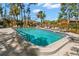 Community pool featuring plenty of lounge seating and mature palm trees at 2650 Countryside Blvd # B102, Clearwater, FL 33761