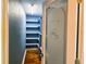 Well-organized pantry with shelving and decorative frosted glass door at 413 65Th N St, St Petersburg, FL 33710