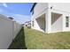 Exterior image showcasing the backyard with a white fence and lush green grass at 7229 Spring Snowflake Ave, Tampa, FL 33619