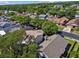 Aerial view showcasing rooftops in a residential neighborhood with mature trees and community streets at 2199 Springrain Dr, Clearwater, FL 33763