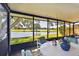Relaxing screened-in patio with comfortable seating overlooking the peaceful lake and trees at 2199 Springrain Dr, Clearwater, FL 33763