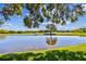 Expansive waterfront view of the pond, foliage, and island at 2199 Springrain Dr, Clearwater, FL 33763
