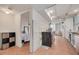 This is a kitchen under renovation with some appliances that are black and tile floors at 4885 1St Ne St # 305, St Petersburg, FL 33703