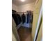 Walk-in closet with rod and shelf, with hardwood flooring and a white door at 6321 S Harold Ave, Tampa, FL 33616