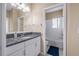 Bathroom featuring a granite countertop, single sink, and combined bathtub/shower at 6732 Rocky Park St, Tampa, FL 33625