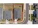 Aerial view of modern single-Gathering home with well-maintained lawn, framed by red boundary at 1050 Davis Heather Cir, Seffner, FL 33584