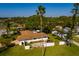 Aerial shot displays the property with its brown roof, white fence, and surrounding lush landscape at 1591 N Dakota Ne Ave, St Petersburg, FL 33703