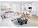 Open-concept space showcasing a kitchen, dining area, and living room with contemporary furniture and decor at 11795 Starbright Path, Venice, FL 34293