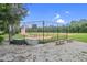 Community baseball field with fenced perimeter, benches, and backstop at 16843 Harrierridge Pl, Lithia, FL 33547