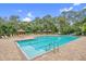 Resort-style community pool surrounded by lounge chairs and lush landscaping at 16843 Harrierridge Pl, Lithia, FL 33547