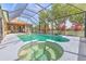 Inviting screened-in pool and spa with mature landscaping, offering a private outdoor oasis at 3217 Partridge Point Trl, Valrico, FL 33596