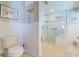 Bright bathroom featuring a glass shower at 3545 Seaway Dr, New Port Richey, FL 34652