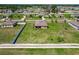 Aerial shot of a home, highlighting its well-maintained lawn and fenced backyard within a suburban community at 733 Garden Oaks Sq, Seffner, FL 33584
