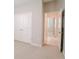 Neutral hallway with carpet and views to two rooms featuring white doors and neutral walls at 34329 Evergreen Hill Ct, Wesley Chapel, FL 33545