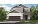 New two-story home featuring a two-car garage, neutral color palette, and professionally landscaped yard at 740 Steel Dr, Apollo Beach, FL 33572