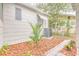 Side yard featuring stone pavers, mulch, and tropical plant at 2412 53Rd S St, Gulfport, FL 33707
