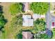 The aerial view showcases a home with well-maintained landscaping, surrounded by lush greenery and mature trees at 2507 Royal Pines Cir # 2H, Clearwater, FL 33763