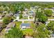 Aerial view of a neighborhood featuring tree-lined streets and well-maintained homes at 3210 Acacia St, Lutz, FL 33558