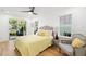 Bright bedroom with yellow bedding, wood floors and backyard access at 346 16Th Ne Ave, St Petersburg, FL 33704
