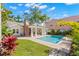 Exterior backyard showcasing pool, covered patio and lush landscaping at 346 16Th Ne Ave, St Petersburg, FL 33704
