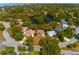 Aerial view of a neighborhood with tree-lined streets surrounding a peaceful lake and beautiful homes at 4605 W Vasconia St, Tampa, FL 33629