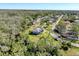 Aerial shot showcasing a neighborhood with mature trees at 8437 Indies Dr, Hudson, FL 34667