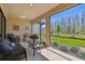 Inviting screened-in lanai with comfortable seating and lush outdoor views at 29488 Ginnetto Dr, Wesley Chapel, FL 33543