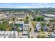 Aerial view showcases modern townhomes with rooftop terraces within a vibrant city neighborhood at 401 N Oregon Ave # 1, Tampa, FL 33606