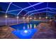 Screened in pool with lighting, a waterfall feature and covered spa offers a relaxing outdoor experience at 513 Manns Harbor Dr, Apollo Beach, FL 33572