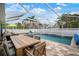 Covered pool with outdoor dining area, ideal for entertainment at 513 Manns Harbor Dr, Apollo Beach, FL 33572