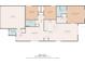 This detailed floor plan shows three bedrooms, two baths, and an open-concept kitchen and living area at 10914 Penny Gale Loop, San Antonio, FL 33576