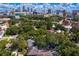 An aerial view showcases a residential neighborhood with lush trees, and various rooftops at 43 Aegean Ave, Tampa, FL 33606
