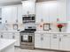 This kitchen features sleek white cabinets, stainless steel appliances, and ample countertop space at 5128 Admiral Pointe Dr, Apollo Beach, FL 33572