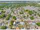 Aerial view of a quiet residential area featuring comfortable homes, shaded streets, and nearby commercial area at 7401 Kingston Dr, Tampa, FL 33619