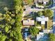 Aerial view of houses surrounded by lush trees in a quiet neighborhood, offering privacy and natural beauty at 10404 Hawk Ct, Riverview, FL 33578