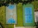 Overhead shot of basketball and tennis courts enclosed with black chain link fence in a green space area at 15925 Pond Rush Ct, Land O Lakes, FL 34638