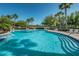 View of a pool with inviting blue water, set among tropical palm trees, offering a serene and relaxing atmosphere at 15925 Pond Rush Ct, Land O Lakes, FL 34638