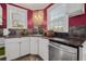 Picture featuring granite countertops, stainless steel appliances, white cabinetry, a window and stone backsplash at 3000 2Nd N Ave, St Petersburg, FL 33713