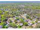 Aerial view showcasing a charming neighborhood with mature trees, well-maintained homes, and sparkling community pools at 3952 Applegate Cir, Brandon, FL 33511
