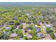 Aerial view showcasing a charming neighborhood with mature trees, well-maintained homes, and sparkling community pools at 3952 Applegate Cir, Brandon, FL 33511