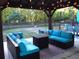 Relaxing gazebo with comfortable seating, stylish outdoor furniture, and ambient string lights at 6701 Medlar Dr, New Port Richey, FL 34653