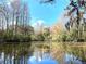 Beautiful pond view with reflections of the trees and blue sky at 6701 Medlar Dr, New Port Richey, FL 34653