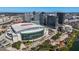 Excellent aerial view of cityscape and Amalie Arena, nestled among skyscrapers and green spaces by the water at 700 S Harbour Island Blvd # 240, Tampa, FL 33602