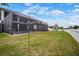 Spacious backyard features a screened-in pool and play set, perfect for outdoor enjoyment at 8141 Carlton Ridge Dr, Land O Lakes, FL 34638