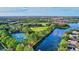 A scenic aerial view of the community, with lake and tennis courts at 9314 Heritage Oak Ct, Tampa, FL 33647