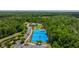 Aerial view of community amenities, including tennis courts, basketball court and pool area at 3226 Cordoba Ranch Blvd, Lutz, FL 33559
