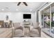 Inviting living room with plush armchairs and screened porch access at 3735 42Nd S Way # J, St Petersburg, FL 33711