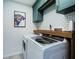 This laundry room boasts modern appliances, stylish tile backsplash and a built-in countertop at 4024 17Th N St, St Petersburg, FL 33714