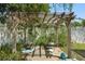 Charming backyard pergola with seating, providing a tranquil and shaded outdoor space for relaxation and enjoyment at 1808 Gray S St, Gulfport, FL 33707